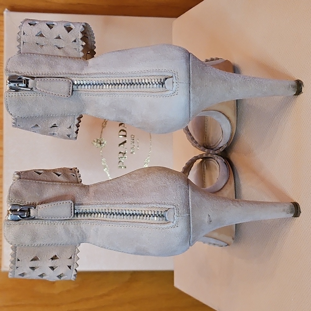 PRADA CALZATURE DONNA CAMOSCIO CIPRIA HIGH HEEL SANDALS IN SIZE 38. - Picture 4 of 13